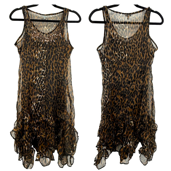 Charlotte Russe Dresses & Skirts - Charlotte Russe Dress Women's S Vintage Y2K Animal Print Mesh Ruffles Mobwife